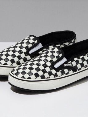Vans Slip-Er 2 Checkerboard Quilted Slip-On Slippers Black White Size LG